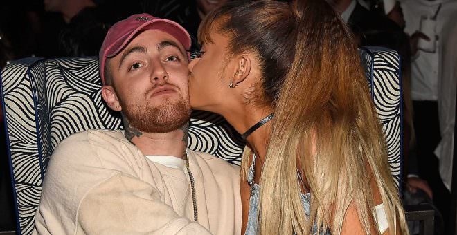 NEW YORK, NY - AUGUST 28: Rapper Mac Miller (L) and singer Ariana Grande attend the 2016 MTV Video Music Awards Republic Records After Party on August 28, 2016 in New York City. (Photo by Kevin Mazur/WireImage)