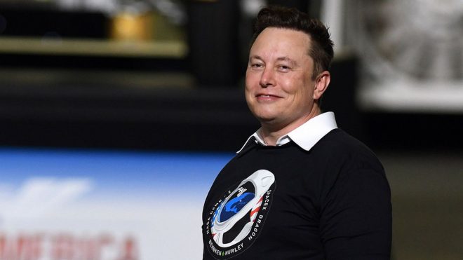 SpaceX founder Elon Musk looks on after being recognized by U.S. President Donald Trump at NASA's Vehicle Assembly Building after watching the successful launch of a Falcon 9 rocket with the Crew Dragon spacecraft from pad 39A at the Kennedy Space Center.
NASA astronauts Doug Hurley and Bob Behnken will rendezvous and dock with the International Space Station, becoming the first people to launch into space from American soil since the end of the Space Shuttle program in 2011.//SOPAIMAGES_05302020_PHH_Demo2_18/2005311617/Credit:Paul Hennessy / SOPA Imag/SIPA/2005311623