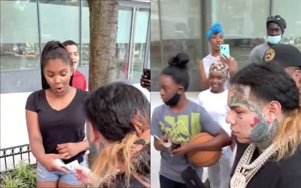 6ix9ine : après avoir été poursuivi dans la rue, il distribue de l’argent