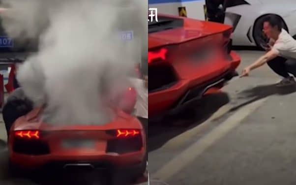 Ce chinois détruit sa Lamborghini après avoir voulu griller des saucisses avec