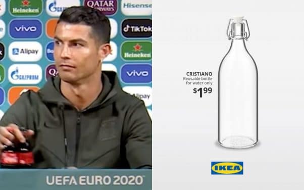 Après le buzz de Ronaldo avec Coca-Cola, Ikea lance la bouteille d’eau « Cristiano »
