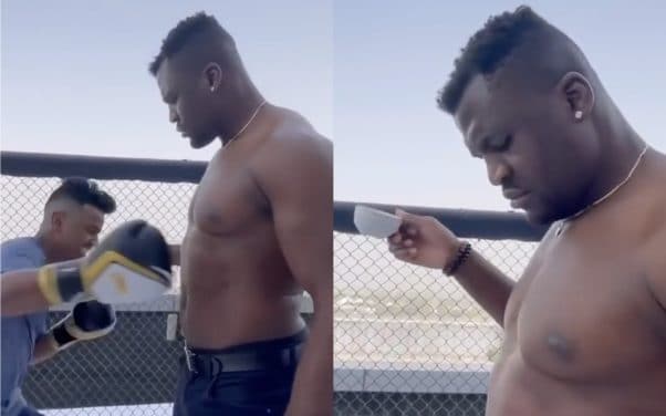 Francis Ngannou frappé en buvant son café, il est imperturbable