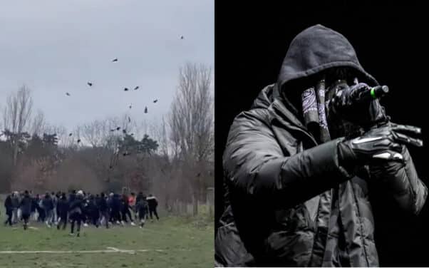 Ziak offre des bandanas à ses fans, lancés par un drone au Bois de Vincennes