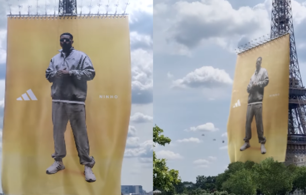 Ninho affiché en grand sur la Tour Eiffel pour sa collaboration avec Adidas
