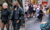Kanye West écarte la foule pour photographier sa femme Bianca Censori