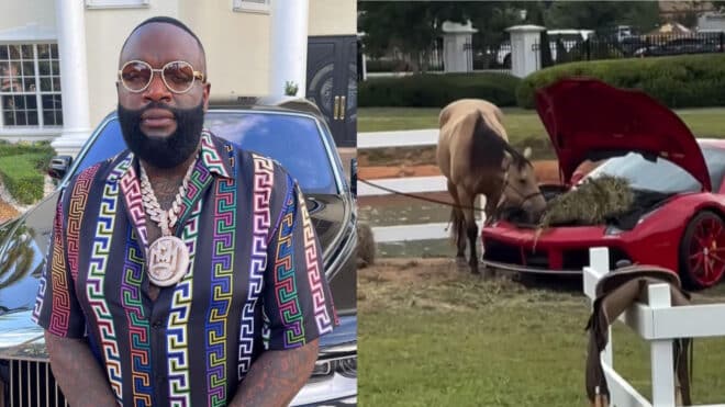 Rick Ross richissime : il utilise le coffre de ses Ferrari pour nourrir ses chevaux