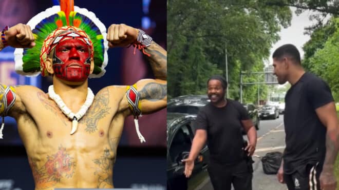 Juste avant son combat, Alex Pereira aide un inconnu à changer sa roue