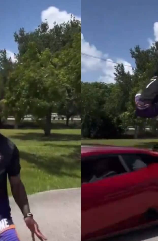 iShowSpeed saute par dessus sa Lamborghini en mouvement