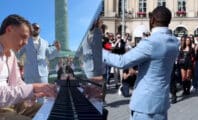 Gims rejoint le pianiste Aurélien Froissart dans Paris et reprend l'un de ses tubes
