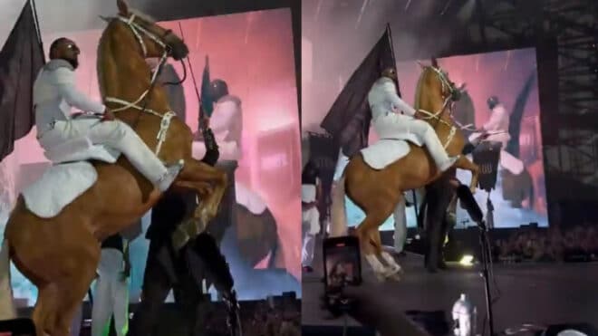 Alonzo fait son entrée au Vélodrome sur un cheval devant plus de 59 000 spectateurs